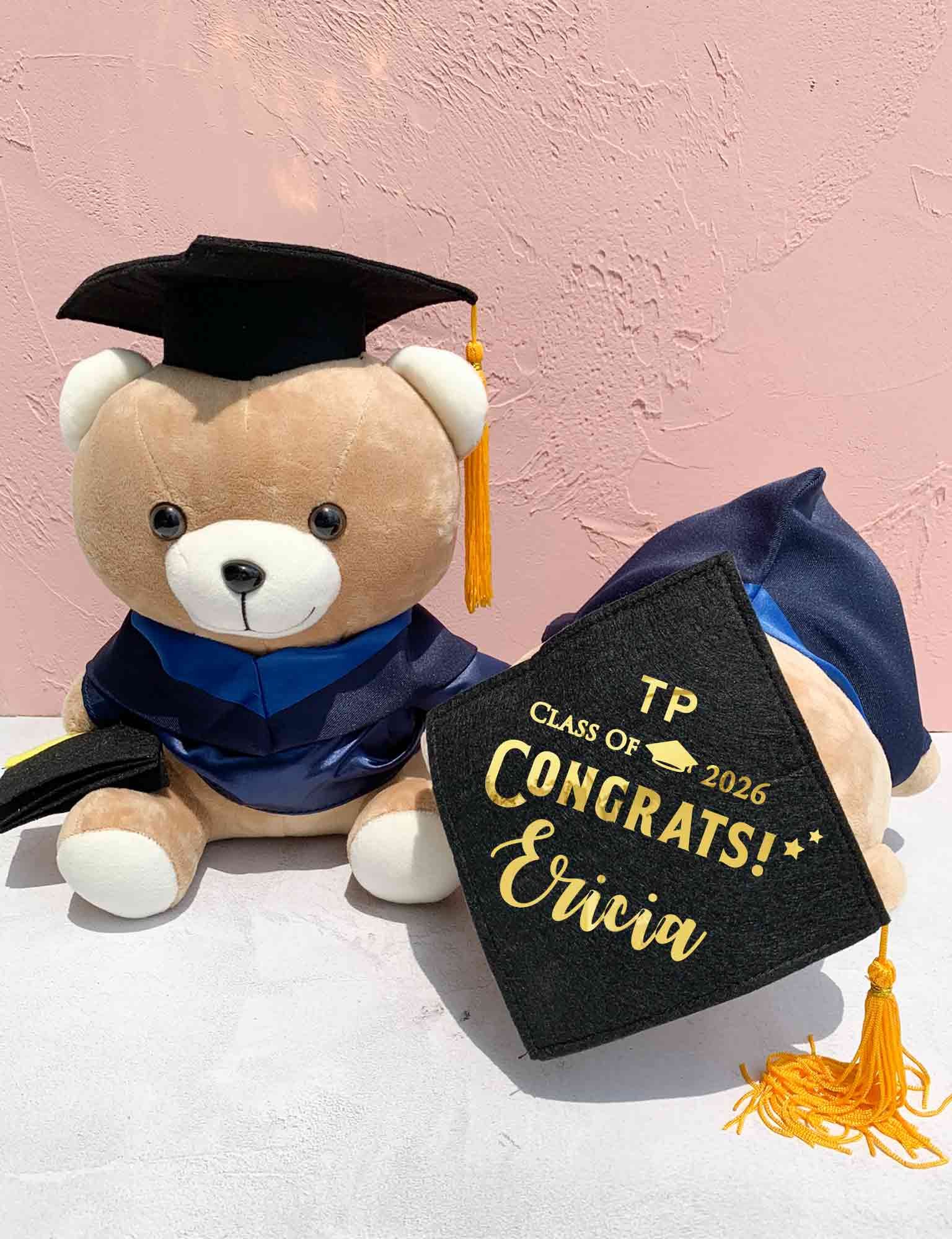 `Personalized Graduation Bear 30cm (Blue Hood)