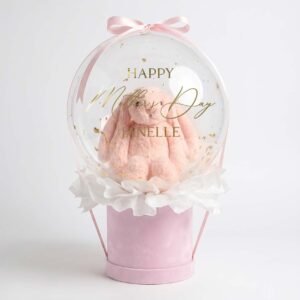 Bashful Blush Jellycat Bunny in Custom Bobo Balloon Gift Box